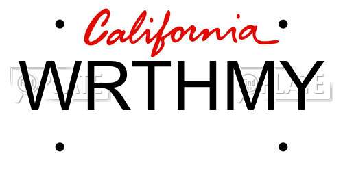 WRTHMY California License Plate