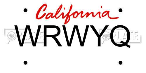 WRWYQ California License Plate
