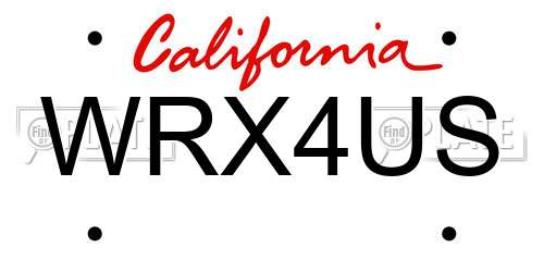 WRX4US California License Plate