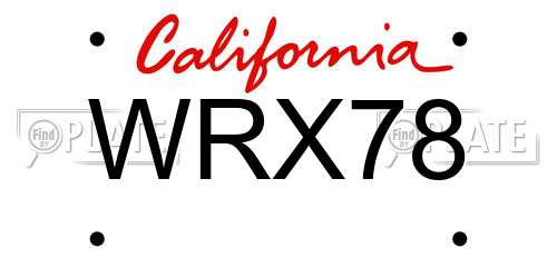 WRX78 California License Plate