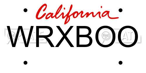 WRXBOO California License Plate