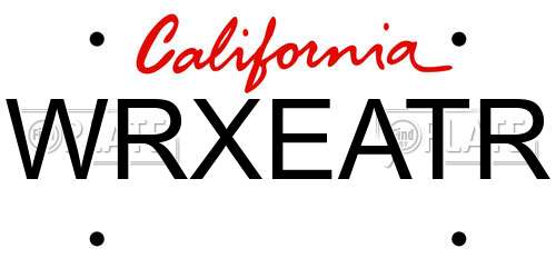 WRXEATR California License Plate