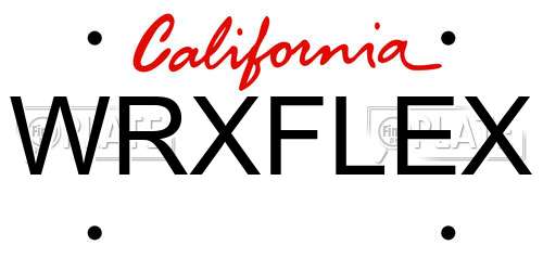 WRXFLEX California License Plate
