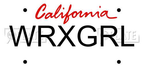 WRXGRL California License Plate