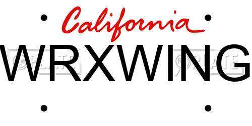 WRXWING California License Plate