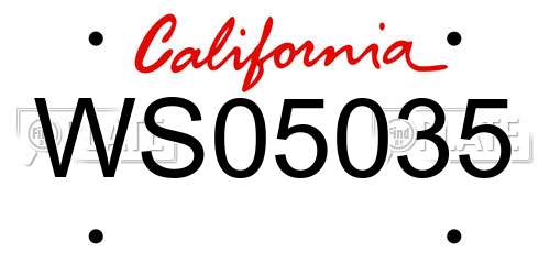 WS05035 California License Plate
