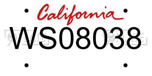 WS08038 California License Plate