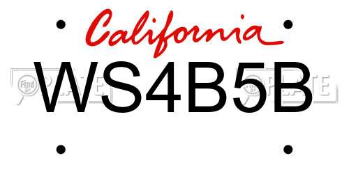 WS4B5B California License Plate