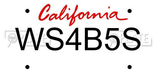 WS4B5S California License Plate
