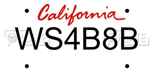 WS4B8B California License Plate