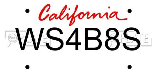 WS4B8S California License Plate
