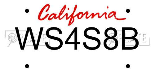 WS4S8B California License Plate