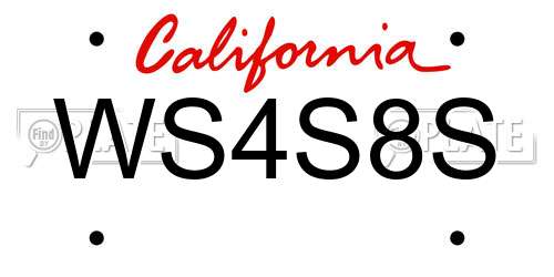WS4S8S California License Plate