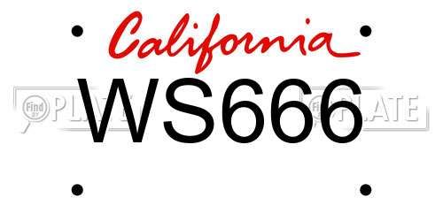 WS666 California License Plate