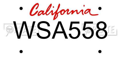 WSA558 California License Plate
