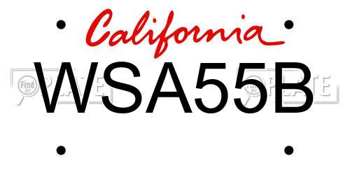 WSA55B California License Plate