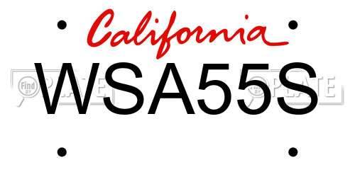 WSA55S California License Plate