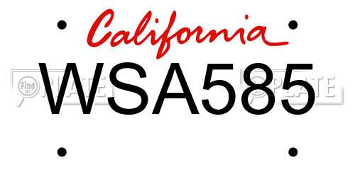 WSA585 California License Plate