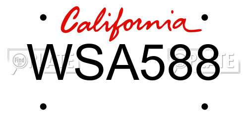 WSA588 California License Plate
