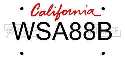 WSA88B California License Plate