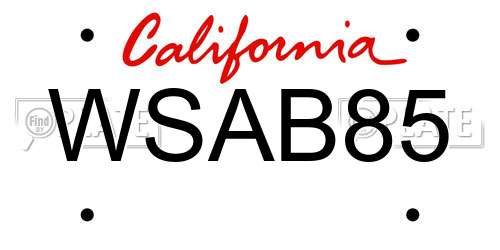 WSAB85 California License Plate