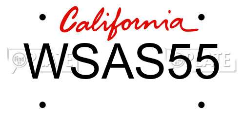 WSAS55 California License Plate