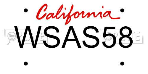 WSAS58 California License Plate