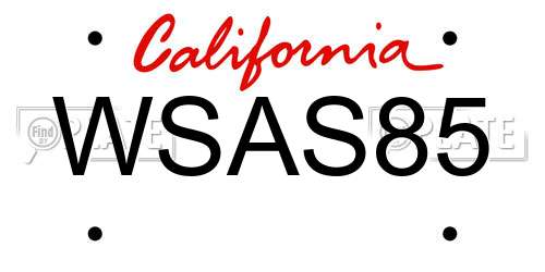 WSAS85 California License Plate