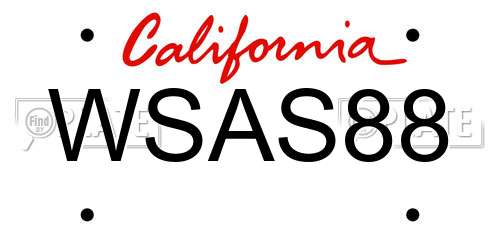 WSAS88 California License Plate