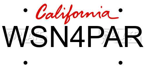 WSN4PAR California License Plate