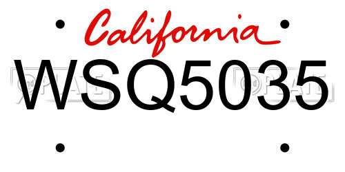 WSQ5035 California License Plate