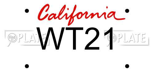 WT21 California License Plate