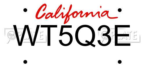WT5Q3E California License Plate