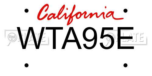 WTA95E California License Plate