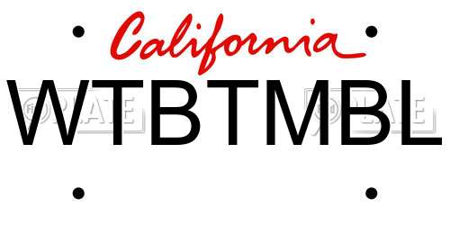 WTBTMBL California License Plate