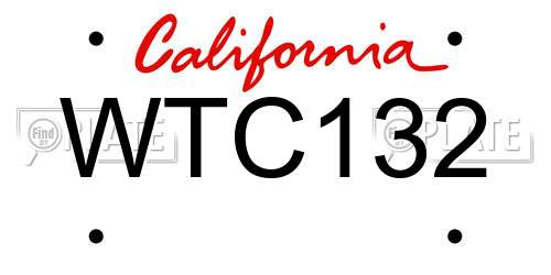 WTC132 California License Plate