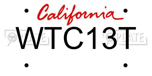 WTC13T California License Plate