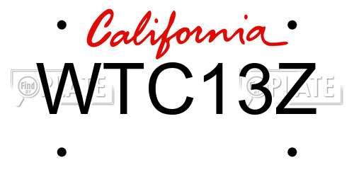WTC13Z California License Plate