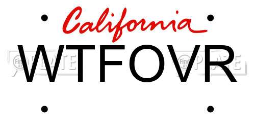 WTFOVR California License Plate