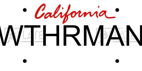 WTHRMAN California License Plate