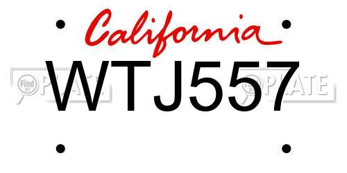 WTJ557 California License Plate