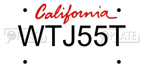 WTJ55T California License Plate