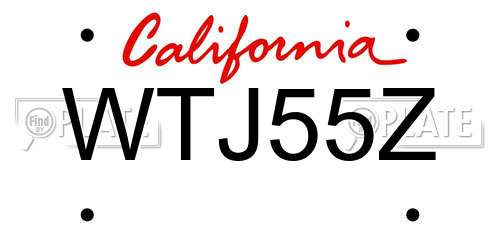 WTJ55Z California License Plate