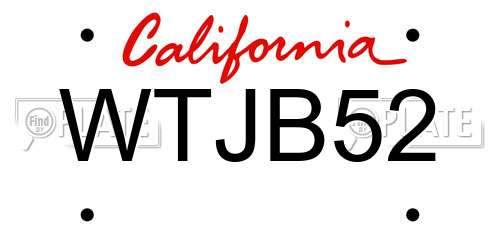 WTJB52 California License Plate