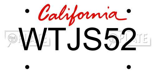 WTJS52 California License Plate