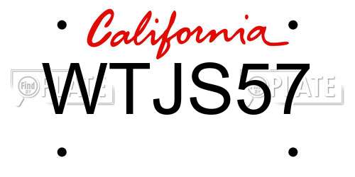 WTJS57 California License Plate