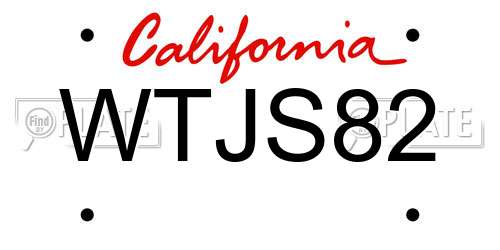 WTJS82 California License Plate