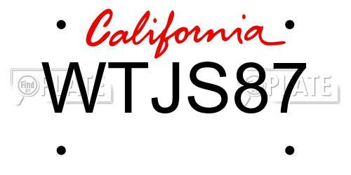 WTJS87 California License Plate