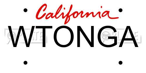 WTONGA California License Plate