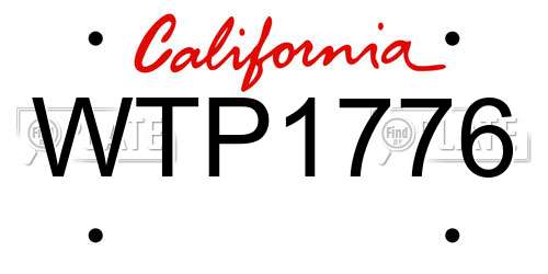 WTP1776 California License Plate